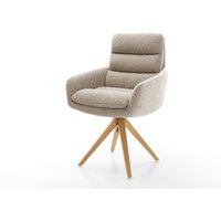 Drehstuhl Abelia-Flex mit Armlehnen Bouclé Schlamm Holzgestell kantig Natur 360 drehbar – Bild 2