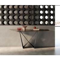 Konsolentisch Edge Polygonal 180x50 cm Keramik Emperador Extra Lucidato Dunkelbraun Spios Metall Schwarz