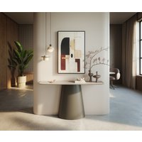 Konsolentisch Edge Boot 140x40 cm Keramik Laminam Travertino Bianco Creme-Weiß Conos Metall Effektfinish Titan