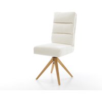 Drehstuhl Pela-Flex Bouclé Soft Beige Holzgestell kantig Natur 360 drehbar Taschenfederkern – Bild 2