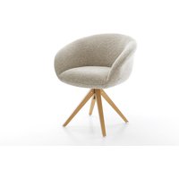 Drehstuhl Vinka-Flex mit Armlehnen Webstoff Soft Beige Holzgestell kantig Natur 360 drehbar Taschenfederkern – Bild 2