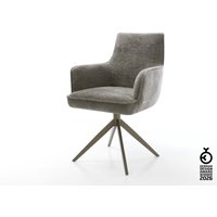 Drehstuhl Heira-Flex mit Armlehnen Bouclé Soft Schlamm Kreuzgestell breit Effektfinish Titan 360 drehbar Wippfunktion Taschenfederkern