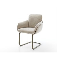 Freischwinger Luan-Flex mit Armlehnen Webstoff Soft Beige Freischwinger flach Effektfinish Titan