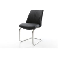 Freischwinger Elso-Flex Echt-Leder Schwarz Freischwinger flach Edelstahl Taschenfederkern