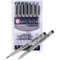 SAKURA Fineliner PIGMA MICRON, 6 1 Etui, schwarz