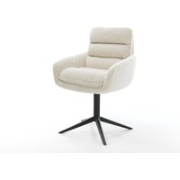 Drehstuhl Abelia-Flex mit Armlehnen Teddystoff Beige Fußkreuz Schwarz 360 drehbar Wippfunktion