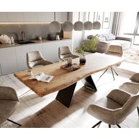 DELIFE Esstisch Edge Akazie Schwarz