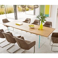 DELIFE Edge Esstisch Eiche Glas