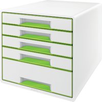 LEITZ Schubladenbox WOW CUBE, 5 Schübe, perlweiß/grün