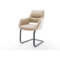 Freischwinger Yago-Flex mit Armlehnen Mikrofaser Beige Vintage Freischwinger flach Schwarz Taschenfederkern