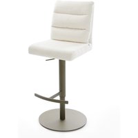 Barstuhl Pela-Flex Bouclé Soft Beige Drehfuß höhenverstellbar Metall Titanfarben