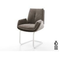 Freischwinger Clea-Flex Strukturstoff Soft Taupe Freischwinger flach Weiß