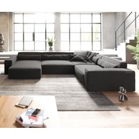 Wohnlandschaft Sirpio XL 360x260 cm Mikrofaser Schwarz Recamiere variabel