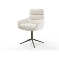 Drehstuhl Abelia-Flex mit Armlehnen Bouclé Soft Beige Fußkreuz Effektfinish Titan 360 drehbar Wippfunktion
