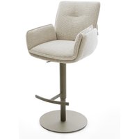 Barstuhl Nela-Flex Webstoff Soft Beige Drehfuß höhenverstellbar Metall Titanfarben