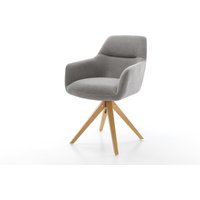Drehstuhl Pejo-Flex Strukturstoff Soft Grau Holzgestell kantig Natur 360 drehbar Taschenfederkern