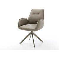 Drehstuhl Zoa-Flex Echt-Leder Schlamm Kreuzgestell breit Effektfinish Titan 360 drehbar Wippfunktion