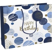 Clairefontaine Geschenktüte, Happy Birthday blau, groß
