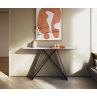 Konsolentisch Edge Boot 140x40 cm Keramik Laminam Statuarietto Weiß Velio Metall Schwarz