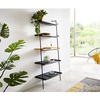 Bücherregal Mikkusu 80x185 cm Bambus Natur Mango Schwarz 5 Ablagen Metall Schwarz