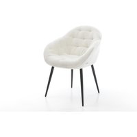 Esszimmerstuhl Gaio-Flex Bouclé Soft Beige 4-Fuß konisch Schwarz