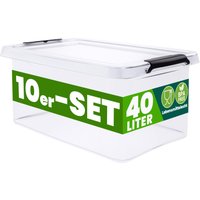 Deuba Aufbewahrungsbox 10er-Set 58x39x26cm 40L transparent stapelbar BPA-frei