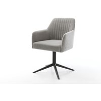 Drehstuhl Greg-Flex Strukturstoff Soft Grau Fußkreuz Schwarz 360 drehbar Wippfunktion Taschenfederkern