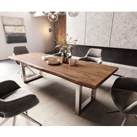 DELIFE Edge Esstisch Akazie Edelstahl