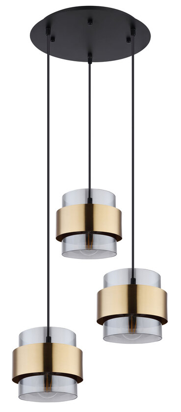 MILLEY Pendellampe goldfarben, schwarz 1, D/H: 45 x 120 cm, Glas, Metall – Bild 3