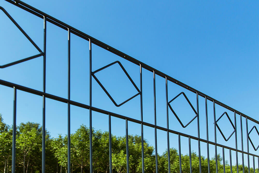 Doppelstabmattenzaun Schmuckzaun Raute inkl. Eckpfosten Anthrazit/Grün MORATA - 80 cm x 20m 3x Eckpfosten – Bild 3