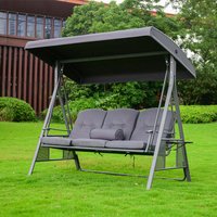 Hollywoodschaukel 3-Sitzer DESCANSO - 115 x 198 cm Grau – Bild 2
