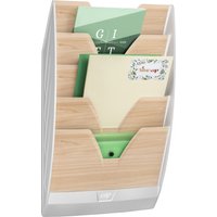 CEP Wand-Prospekthalter Silva, DIN A4, 5 Fächer, weiß/Buche