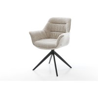 Drehstuhl Kaira-Flex Webstoff Soft Beige Kreuzgestell breit Schwarz 360 drehbar Wippfunktion – Bild 2