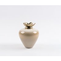 Vase Florena B22 x T22 x H28 cm Glas Vanilla Mokka Handgemacht