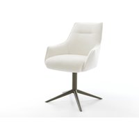 Drehstuhl Alja-Flex mit Armlehnen Bouclé Soft Beige Fußkreuz Effektfinish Titan 360 drehbar Wippfunktion Taschenfederkern
