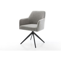 Drehstuhl Greg-Flex Strukturstoff Soft Grau Kreuzgestell breit Schwarz 360 drehbar Wippfunktion Taschenfederkern