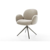 Drehstuhl Nube-Flex mit Armlehnen Webstoff Soft Beige Kreuzgestell breit Graphit 360 drehbar Wippfunktion Taschenfederkern