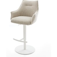 Barstuhl Alja-Flex Webstoff Soft Beige Drehfuß höhenverstellbar Metall Weiß Taschenfederkern