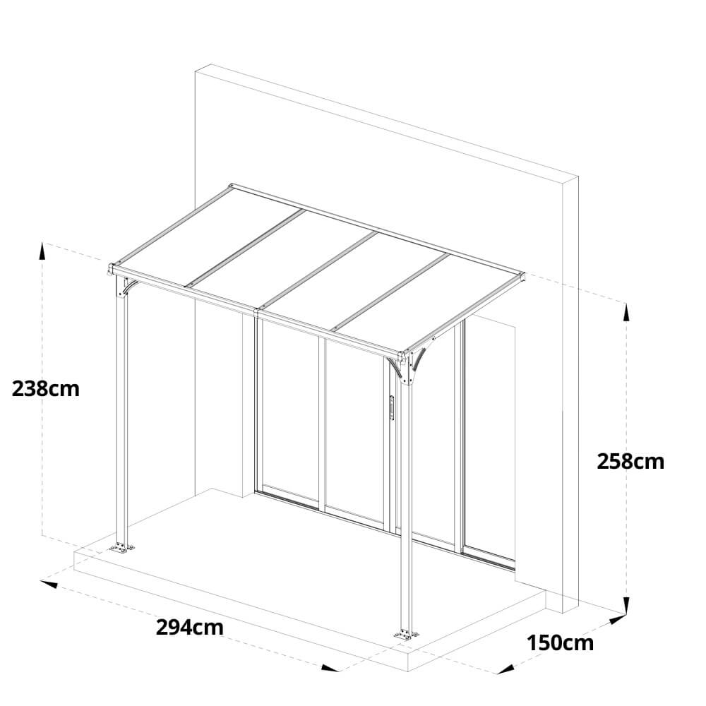 Vordach Haustür CUBIS L - 294 x 150 cm Anthrazit – Bild 4