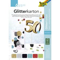 folia Glitterkarton-Block, Basic, 170 x 245 mm, 300 g/qm