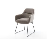 Esszimmerstuhl Pejo-Flex Strukturstoff Soft Taupe Kufengestell Schwarz Taschenfederkern – Bild 2