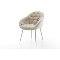 Esszimmerstuhl Gaio-Flex Webstoff Soft Beige 4-Fuß konisch Edelstahl