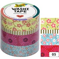 folia Deko-Klebeband Washi-Tape BLUMENREIGEN, 4er Set – Bild 2