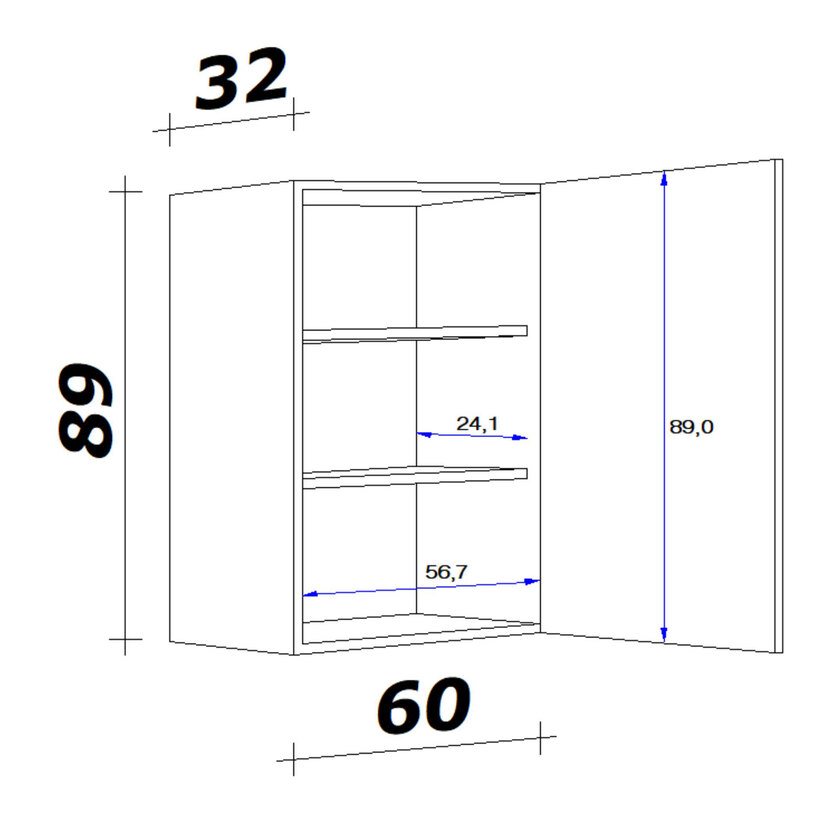Oberschrank Weiß Matt Wito ca.60x89x32cm – Bild 5