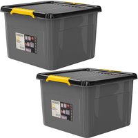 monzana Aufbewahrungsbox 2er-Set Grau/Anthrazit 39x39x26cm stapelbar
