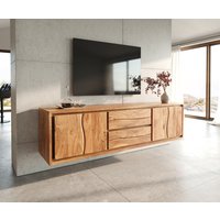 Lowboard Live-Edge 200 cm Akazie Natur 4 Türen 2 Schübe schwebend