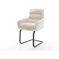 Freischwinger Abelia-Flex mit Armlehnen Plüsch Creme-Weiß Freischwinger flach Schwarz