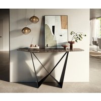 Konsolentisch Edge Polygonal 140x50 cm Keramik Emperador Extra Lucidato Dunkelbraun Spios Metall Schwarz