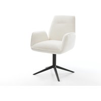 Drehstuhl Zoa-Flex Bouclé Soft Beige Fußkreuz Schwarz 360 drehbar Wippfunktion Taschenfederkern