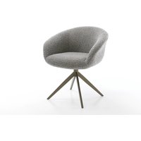 Drehstuhl Vinka-Flex mit Armlehnen Bouclé Silbergrau Kreuzgestell breit Effektfinish Titan 360 drehbar Taschenfederkern